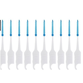 Periuțe interdentare Is07 – pachet 100 buc, cu două capete, silicon moale, rotative, de unică folosință