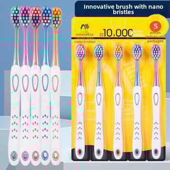 Perie de dinți cu cap lat și peri fini pentru adulți — material plastic, durată de viață 3 ani