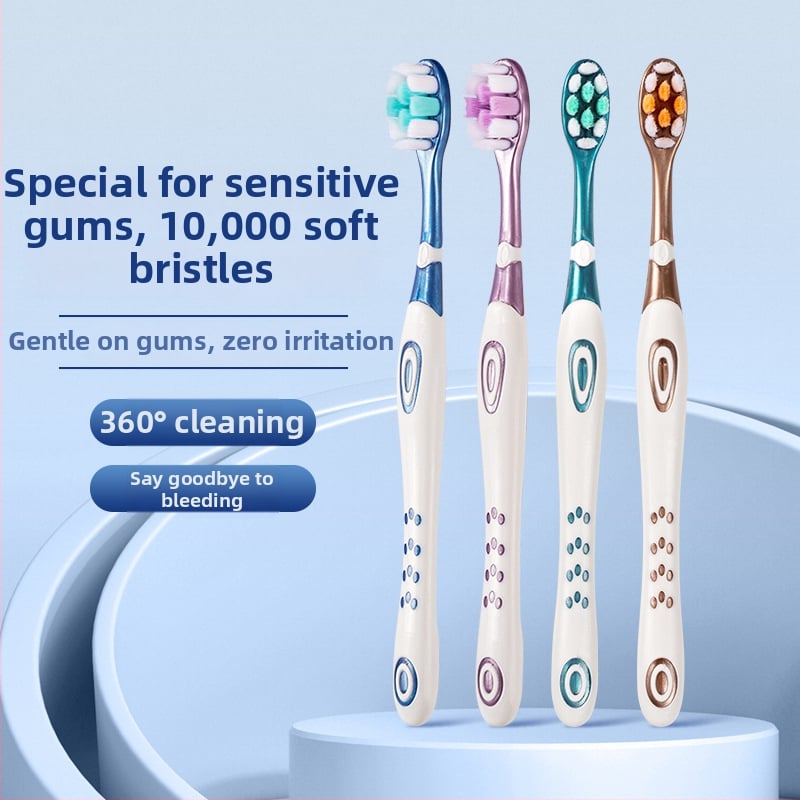 Perie de dinți cu cap lat și peri fini pentru adulți — material plastic, durată de viață 3 ani