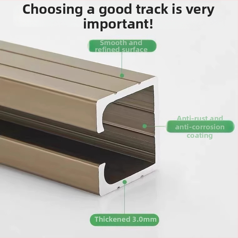Posuvná dráha pre dvere - hliníková zliatina, povrch elektroplating, model: Hanging Wheel Rail, značky Jiecheng, moderný minimalistický štýl