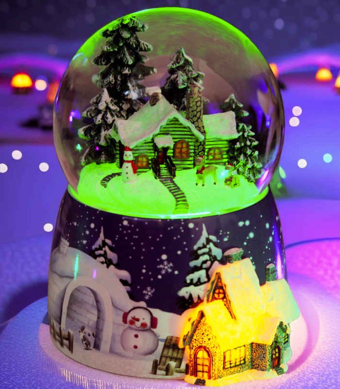 Μουσικό κουτί σε κρυστάλλινη σφαίρα με LED εφέ χιονιού, Bluetooth ηχείο, ρητίνη, βαμμένο, επαναφορτιζόμενο, ιδανικό δώρο