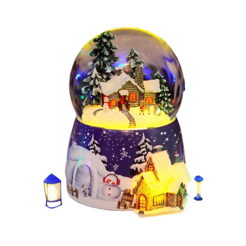 Μουσικό κουτί σε κρυστάλλινη σφαίρα με LED εφέ χιονιού, Bluetooth ηχείο, ρητίνη, βαμμένο, επαναφορτιζόμενο, ιδανικό δώρο