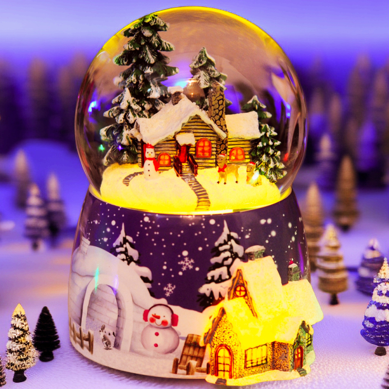 Μουσικό κουτί σε κρυστάλλινη σφαίρα με LED εφέ χιονιού, Bluetooth ηχείο, ρητίνη, βαμμένο, επαναφορτιζόμενο, ιδανικό δώρο