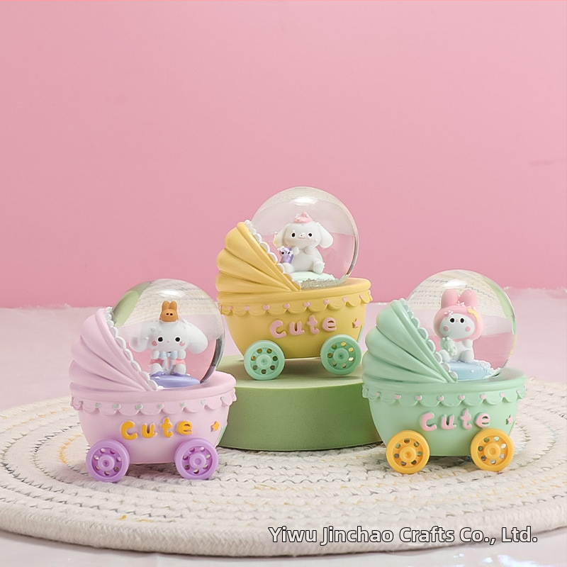 Glob de birou cu sferă de cristal iluminată și cutie muzicală, model mini 45#, din rășină sintetică