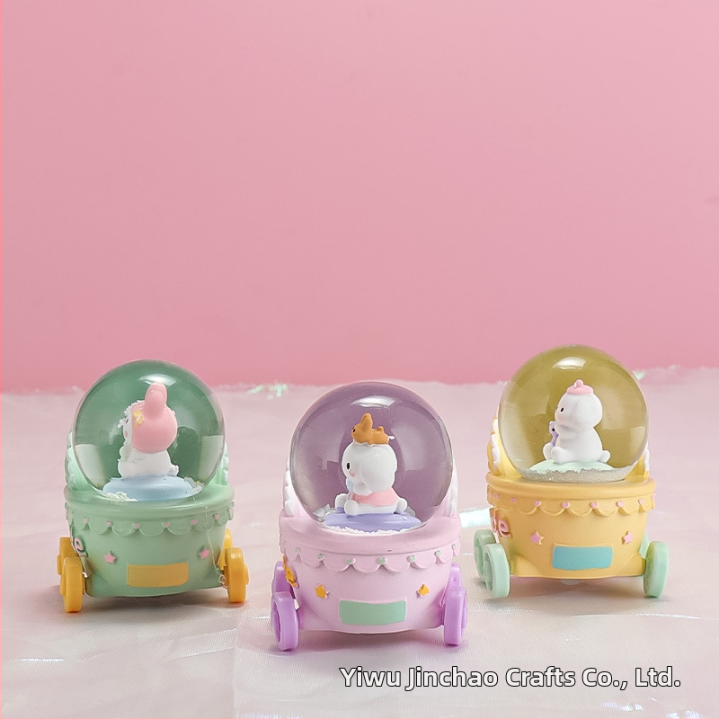 Glob de birou cu sferă de cristal iluminată și cutie muzicală, model mini 45#, din rășină sintetică