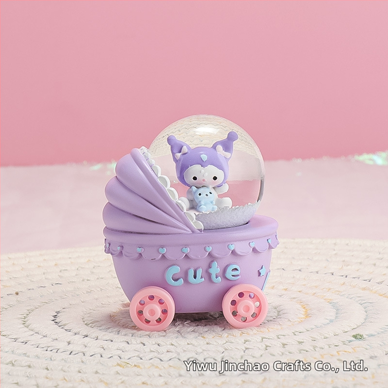 Glob de birou cu sferă de cristal iluminată și cutie muzicală, model mini 45#, din rășină sintetică