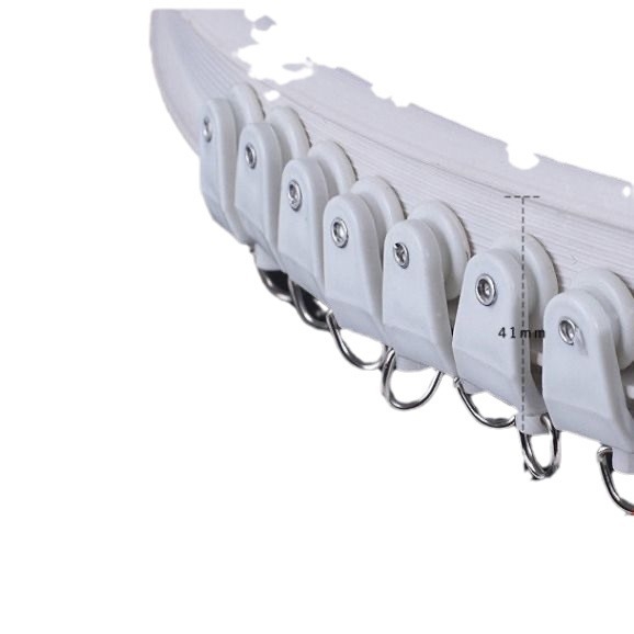 Zavjesna tračnica s savitom za kutni prozor i balkon, mekana tračnica, montaža bušenjem, model 005, materijal: čelik, završna obrada: plast čelik, moderan i jednostavan stil