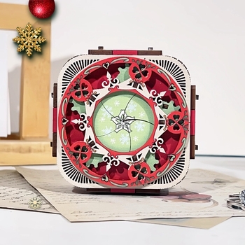 Drvena božićna glazbena kutija – 3D DIY model za ljubavno priznanje djevojci, poklon za rođendan