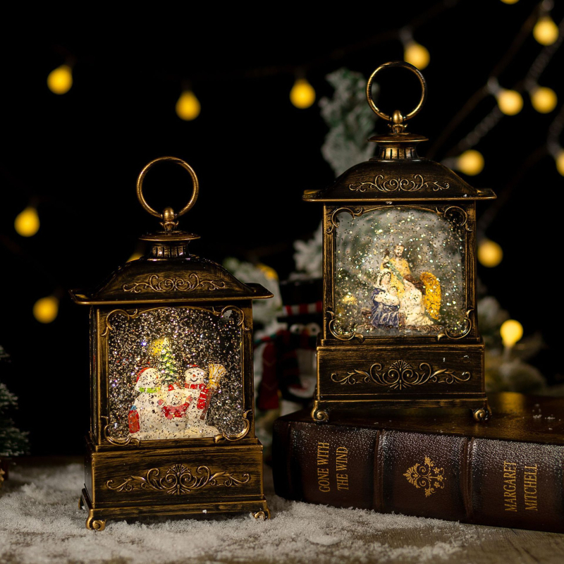 Dekorativna fenjer lampa s glazbenom kutijom, božićna kristalna lampa - plastika, moderni umjetnički stil