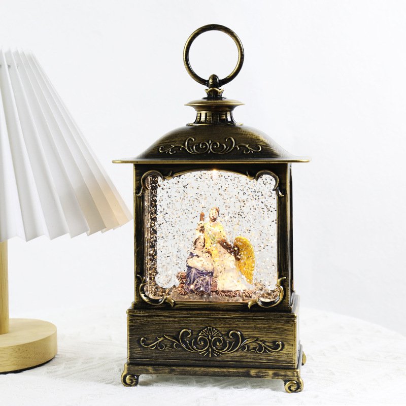 Dekorativna fenjer lampa s glazbenom kutijom, božićna kristalna lampa - plastika, moderni umjetnički stil