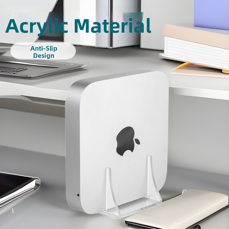 Akrylový stolný stojan pre Mac mini (2010–2020), smerovač a TV box, hmotnosť 120 g, obsahuje držiak a štyri protišmykové podložky