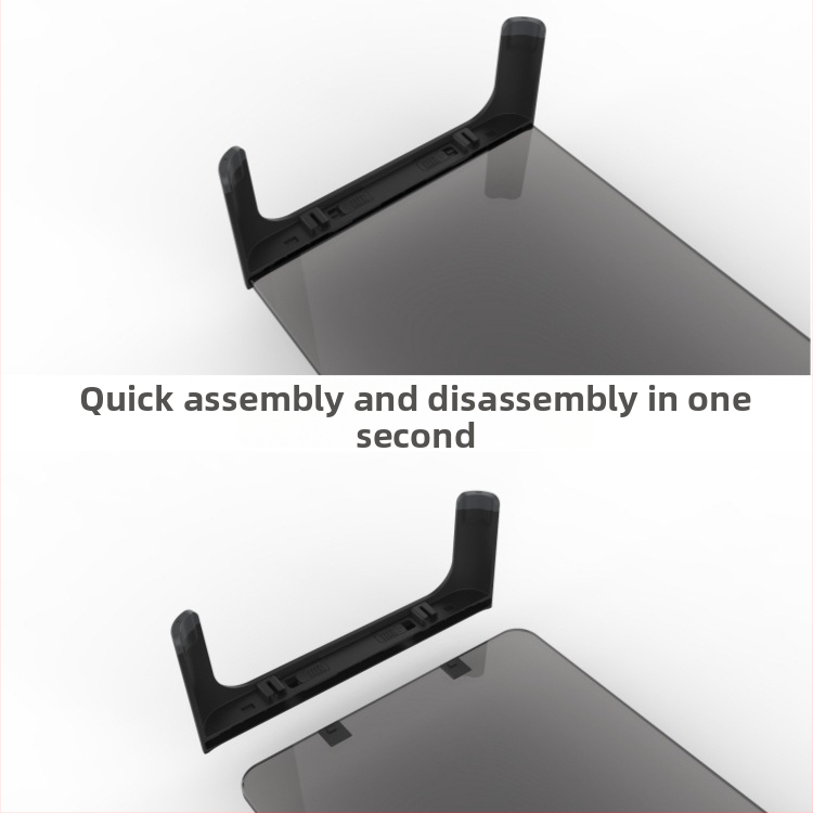 Stojan z kaleného skla pre monitor s regálom na uloženie na stole, model SY-MS06DB, mechanické ovládanie, napájací kábel a adaptér sú súčasťou