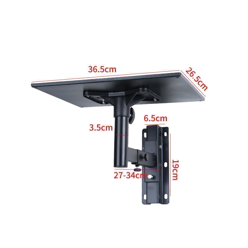 Projektor falra szerelhető tartóval és polccal — hidegen hengerelt acélból, kiegészítő TV-polcra