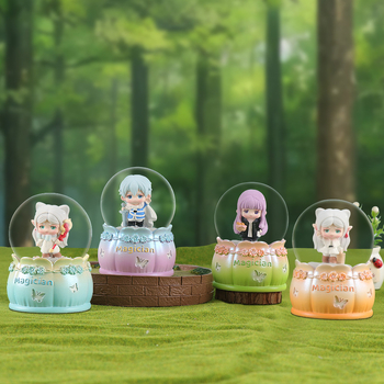 Karikatúra-stílusú zenélő doboz figurka, gyantából és műanyagból készül, szülinapi és bulis ajándék