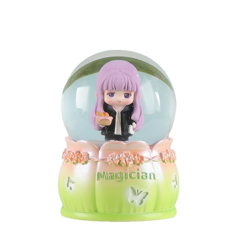 Karikatúra-stílusú zenélő doboz figurka, gyantából és műanyagból készül, szülinapi és bulis ajándék