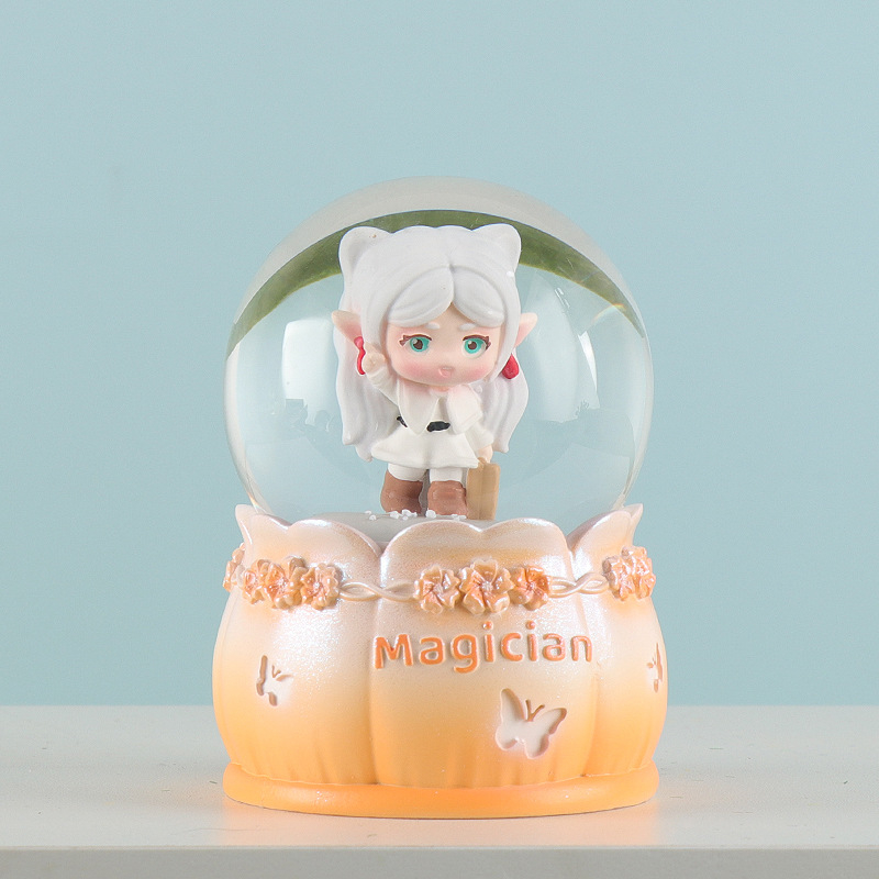 Karikatúra-stílusú zenélő doboz figurka, gyantából és műanyagból készül, szülinapi és bulis ajándék