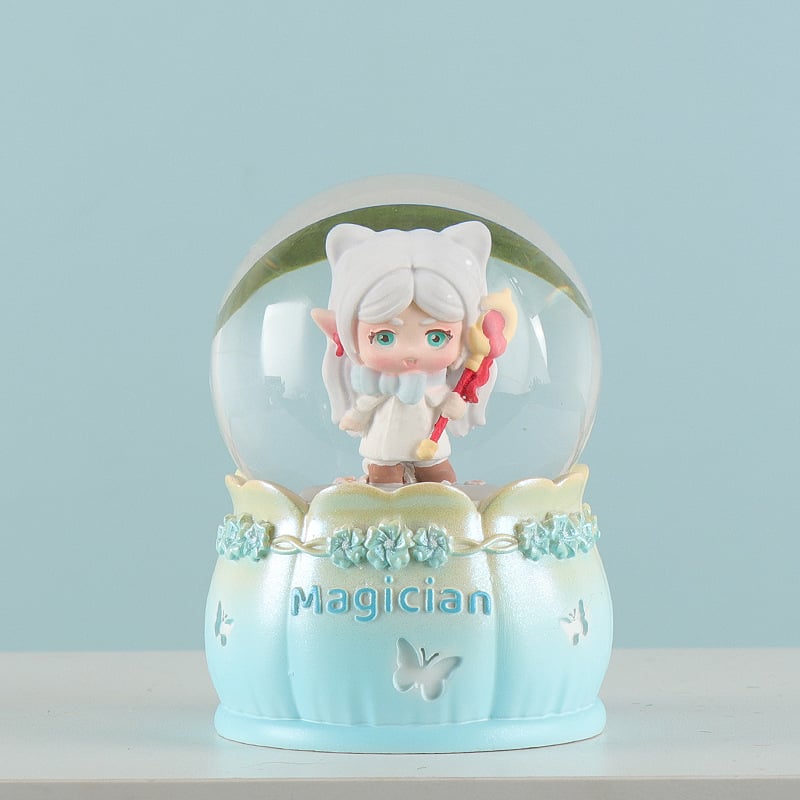 Karikatúra-stílusú zenélő doboz figurka, gyantából és műanyagból készül, szülinapi és bulis ajándék