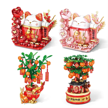 Konstruktor kompatibilan s LEGO blokovima – model sretne mačke i lava, ABS plastika, 200–400 komada, za uzrast 7–14 godina