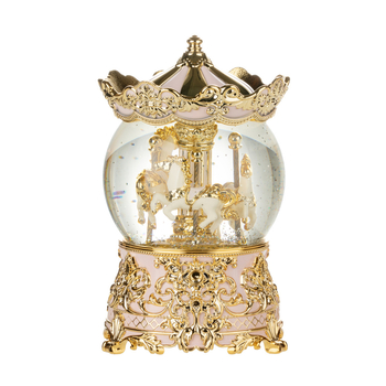 Karuselna kutija za glazbu s kristalnom kuglom — plastična; poklon za rođendan, završetak škole, Dan djeteta; pogodno za parove, prijatelje i djecu.