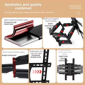 Držač za televizor s rotirajućim teleskopskim ramom, čelični, kompatibilan s pametnim TV-om, težina 6 kg