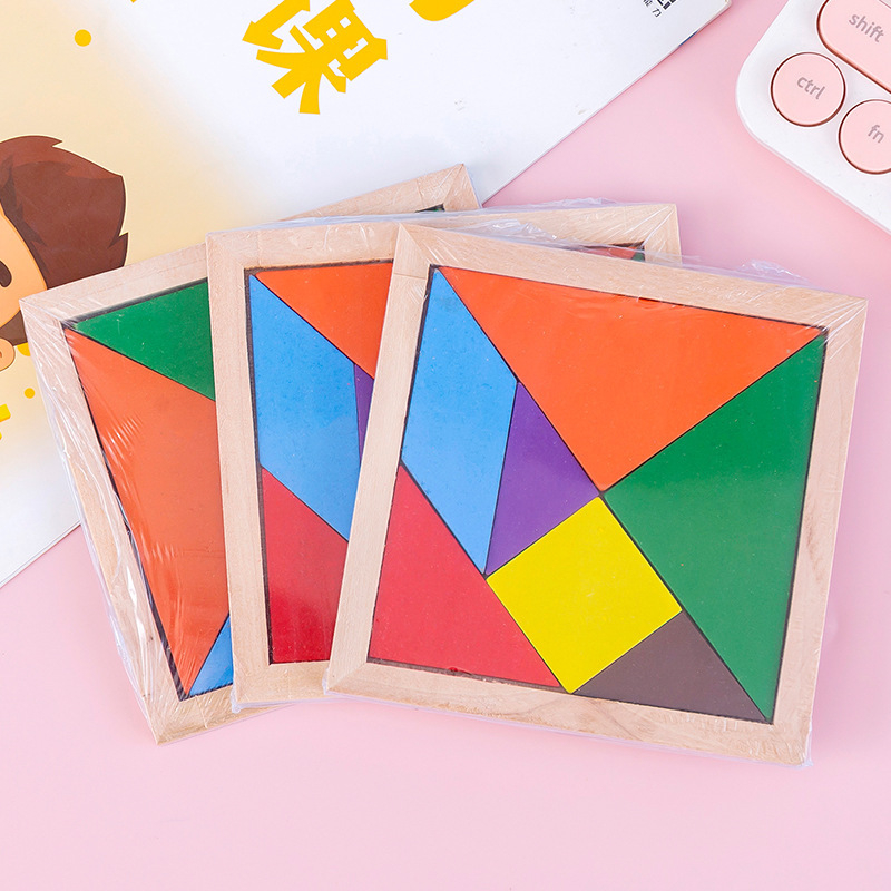 Drvena Tangram slagalica za djecu – trodimenzionalni puzzle, slaganje ilustracija i ploča, Meiyangyang, dob 4–6 godina
