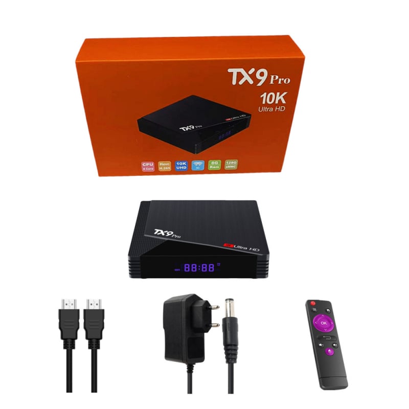 TX9 PRO Android TV Box — četverojezgreni Allwinner, 4K 3840x2160, 1GB RAM