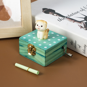 Drevena ručna glazbena kutija za interakciju roditelja i djeteta, dizajn mačka i pas (Brend Mu Yue Ying; Materijal: drvo; Prilagodba: Da; Logo otisnut; Obrada: Brušenje)