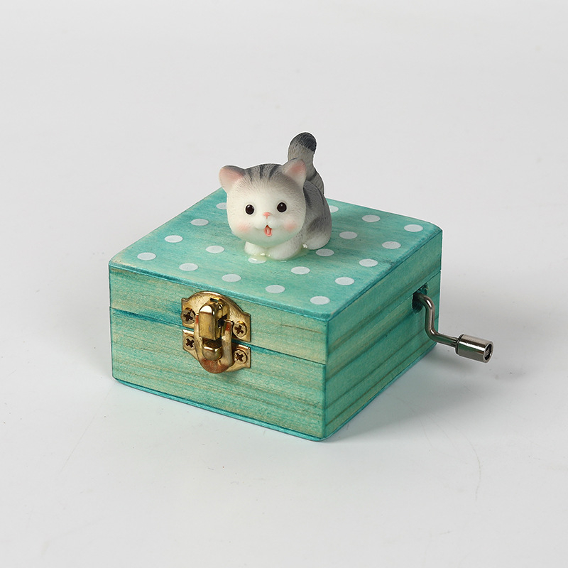 Drevena ručna glazbena kutija za interakciju roditelja i djeteta, dizajn mačka i pas (Brend Mu Yue Ying; Materijal: drvo; Prilagodba: Da; Logo otisnut; Obrada: Brušenje)