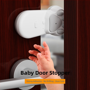 Ajtóstopper anti-szorítás ragasztószereléshez – Modell M02, ABS anyag, kézi működtetés, standard felépítés, modern letisztult stílus