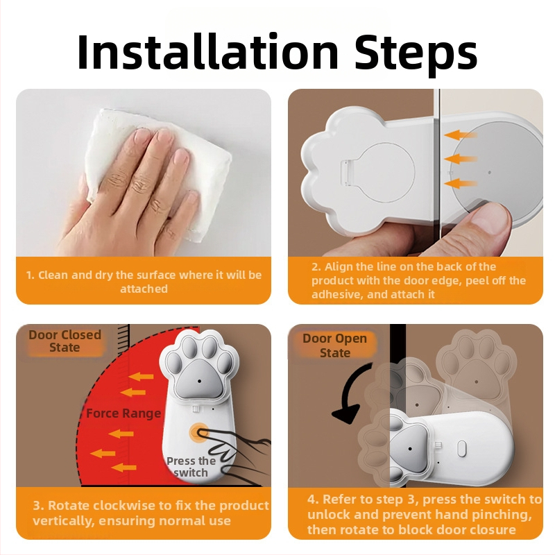 Ajtóstopper anti-szorítás ragasztószereléshez – Modell M02, ABS anyag, kézi működtetés, standard felépítés, modern letisztult stílus