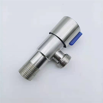 Csiszolt rozsdamentes acélból készült szögletes szelep, háromutas vízvezeték-szelep fürdőszobához és konyhához, 0,7 MPa üzemi nyomás, anyag: 201 rozsdamentes acél