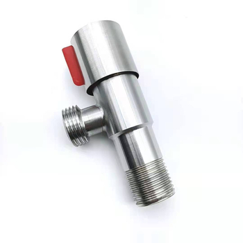 Csiszolt rozsdamentes acélból készült szögletes szelep, háromutas vízvezeték-szelep fürdőszobához és konyhához, 0,7 MPa üzemi nyomás, anyag: 201 rozsdamentes acél