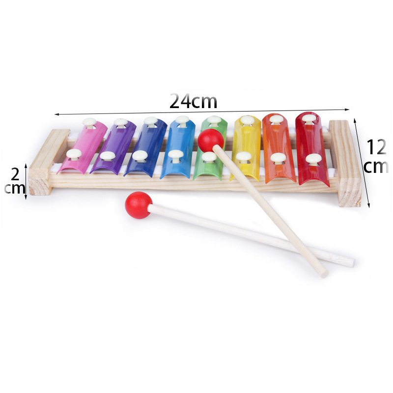 Drveni ručni udarni instrument s osam tonova za djecu (Materijal: drvo; Kategorija: drveno klavir; Dobna skupina: 0–3 godine; 3C: drvene igračke do 14 godina)