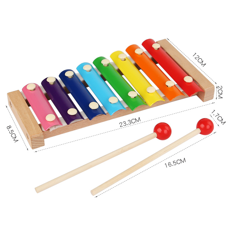 Drveni ručni udarni instrument s osam tonova za djecu (Materijal: drvo; Kategorija: drveno klavir; Dobna skupina: 0–3 godine; 3C: drvene igračke do 14 godina)