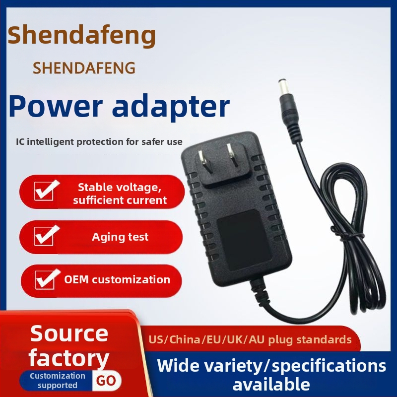 Shengdafeng 12V 2A napájací adaptér pre LED pásy, masážne zariadenie a set-top box – univerzálna kompatibilita s digitálnymi zariadeniami, hmotnosť 80 g