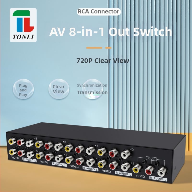 Tonli VS-810 8-in-1 AV kapcsoló, 1920x1080 CVBS, RCA csatlakozók