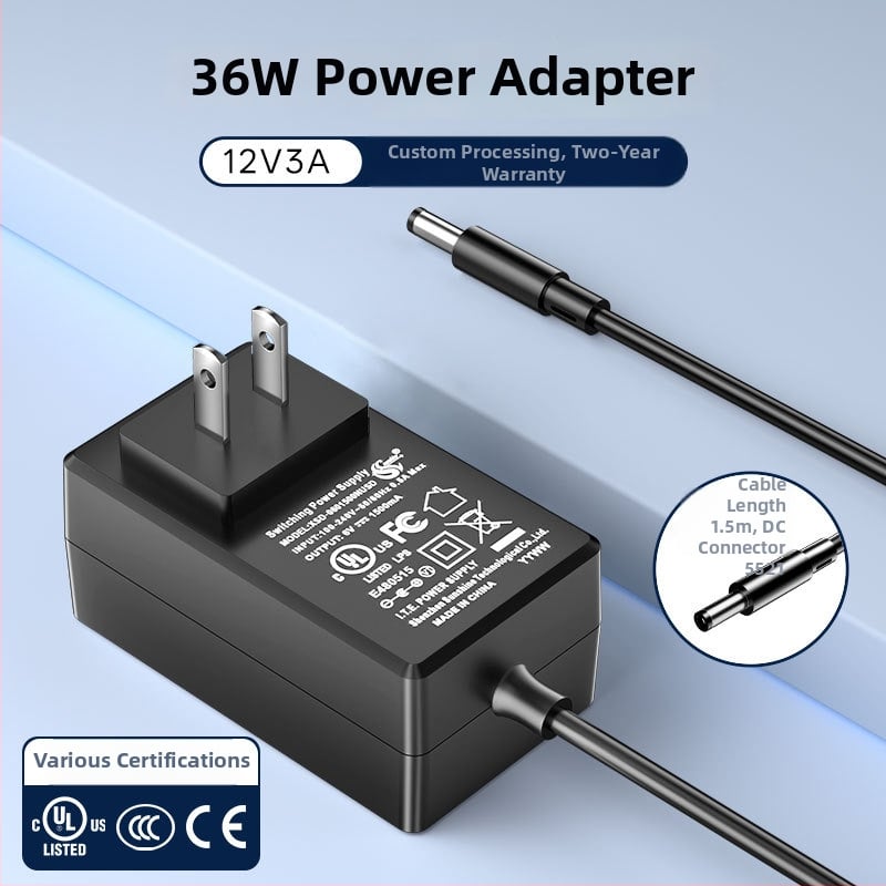 Napajajući adapter 12V 3A za monitore i kamere set-top boxa, UL/CE certificirano, 36W