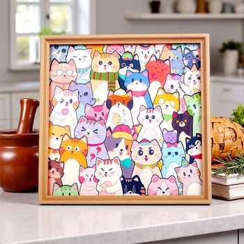 Drveni 3D puzzle za djecu, mačjeg oblika, DIY, bijelo kutijsko pakiranje, Kina