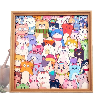 Drveni 3D puzzle za djecu, mačjeg oblika, DIY, bijelo kutijsko pakiranje, Kina