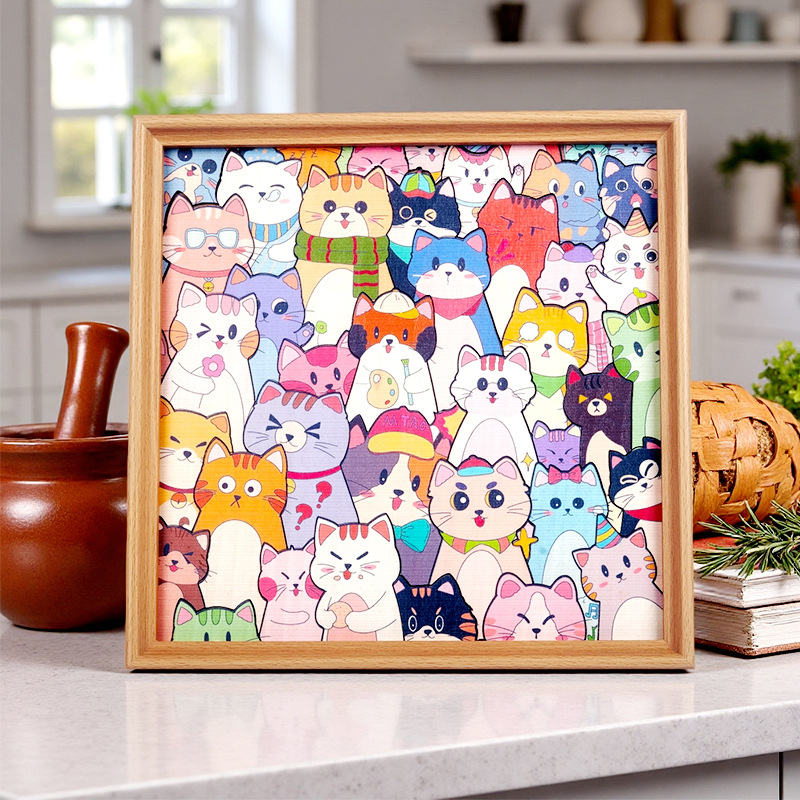 Drveni 3D puzzle za djecu, mačjeg oblika, DIY, bijelo kutijsko pakiranje, Kina