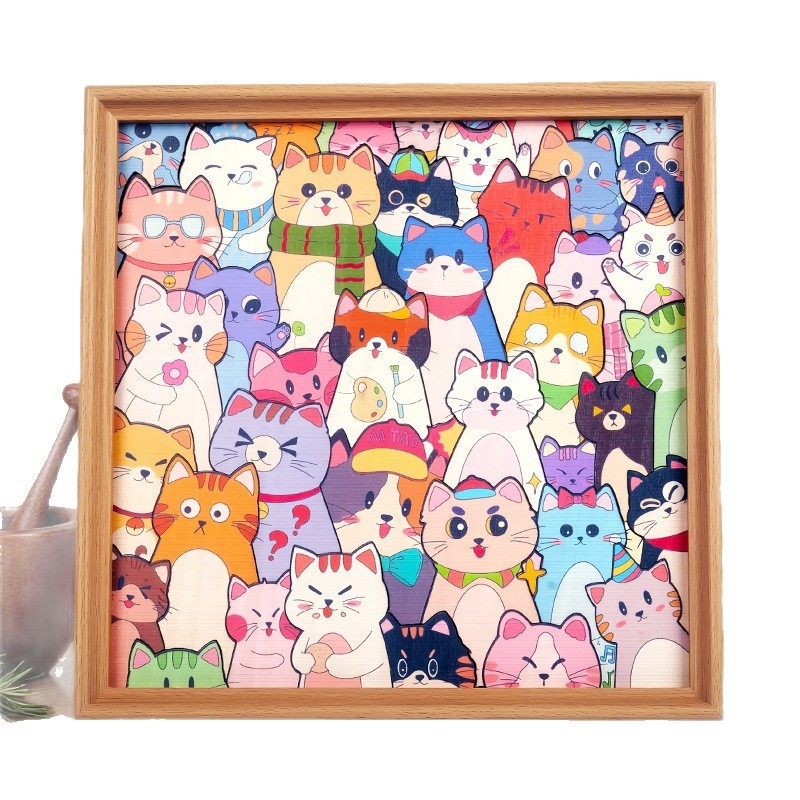 Drveni 3D puzzle za djecu, mačjeg oblika, DIY, bijelo kutijsko pakiranje, Kina