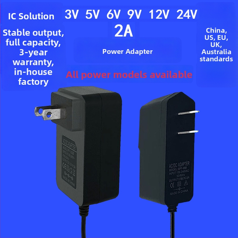 Viacvýstupový prepínaný napájací adaptér 12V/2A, 5V/2A, 9V/2A pre masážne prístroje, set-top boxy a LED osvetlenie