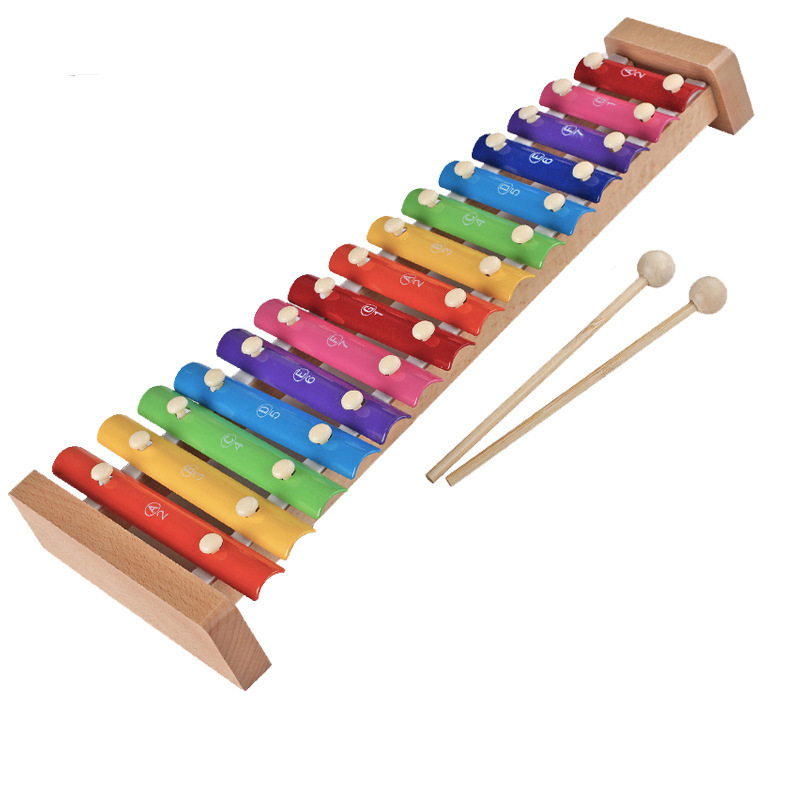 Glockenspiel pentru copii, instrument de percuție manual, 15-ton, oțel inoxidabil