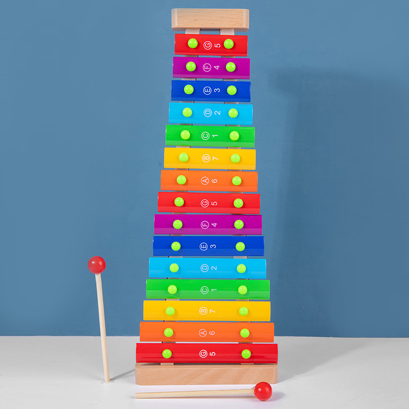 Glockenspiel pentru copii, instrument de percuție manual, 15-ton, oțel inoxidabil