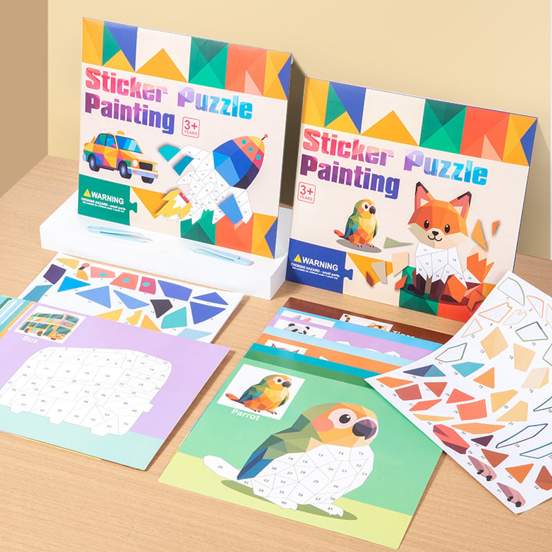 Dječji 3D geometrijski kolažni puzzle – plošni papirnati puzzle, DIY s OEM logom, uzrast 4–6 godina