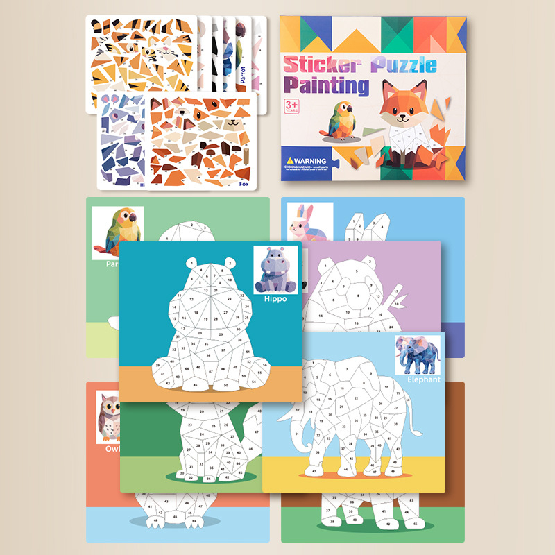 Dječji 3D geometrijski kolažni puzzle – plošni papirnati puzzle, DIY s OEM logom, uzrast 4–6 godina