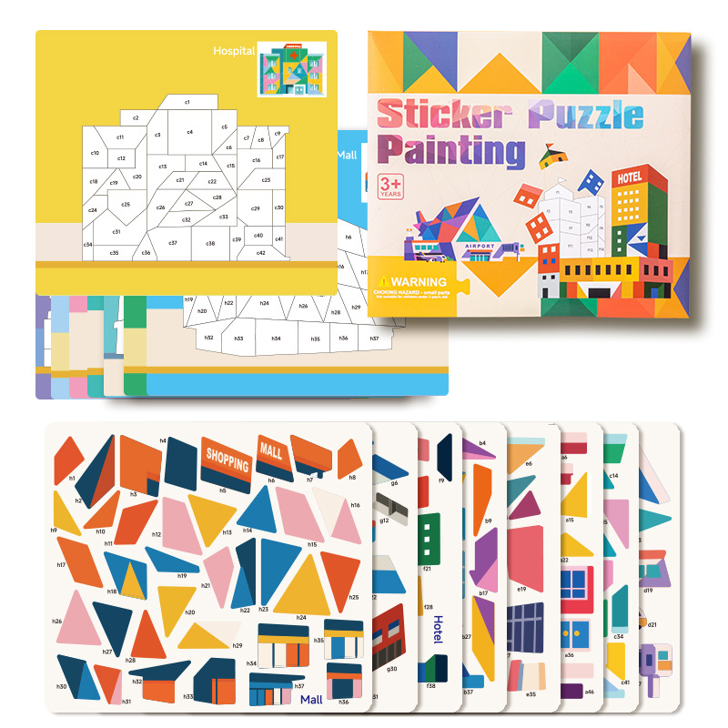 Dječji 3D geometrijski kolažni puzzle – plošni papirnati puzzle, DIY s OEM logom, uzrast 4–6 godina