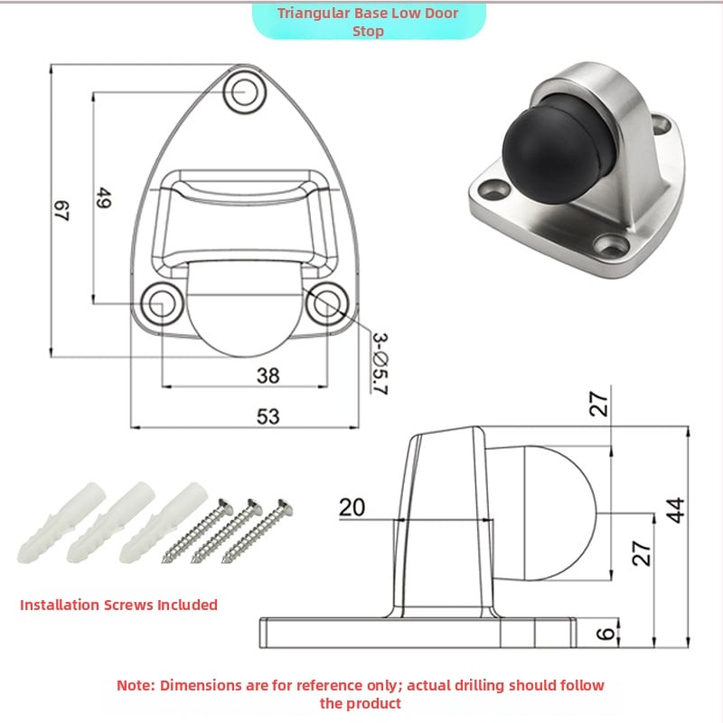 Ajtóstopper 304 rozsdamentes acélból, kefés felület, padlóra szerelés, kézi működtetés, modern egyszerű stílus