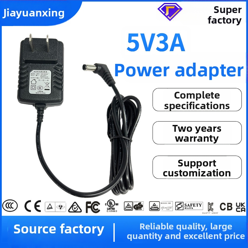 Napájací adaptér 5V 3A, stenový adaptér so certifikáciou UL CCC CE KC UKCA PSE, pre set-top box, router a LED osvetlenie