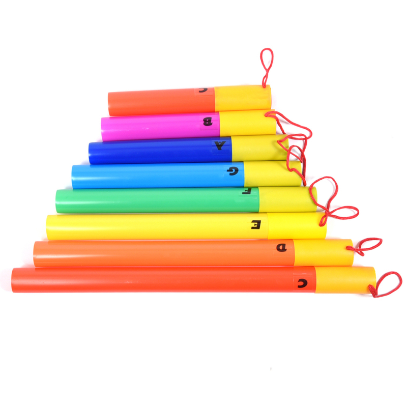 Tuburi muzicale Orff pentru copii, cu opt note, model 0001, 15 seturi în cutie